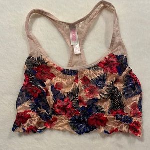 Victoria’s Secret Pink Lace Floral Racerback Lace Bralette Size S